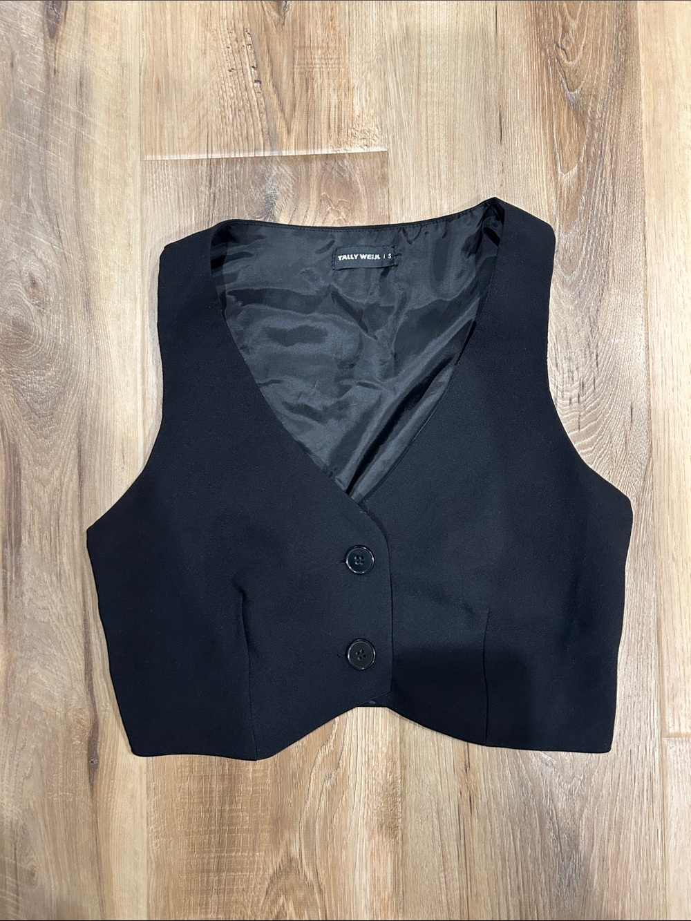 Black V-Neck Button Vest Top